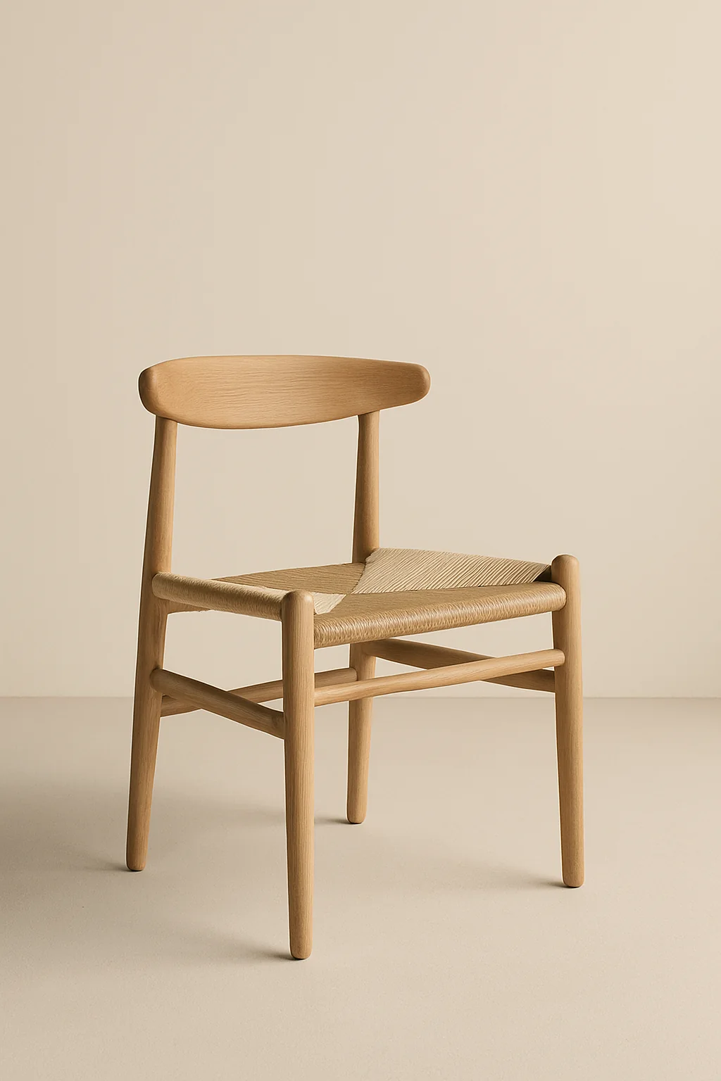 Silla de fresno con asiento trenzado en cuerda de papel